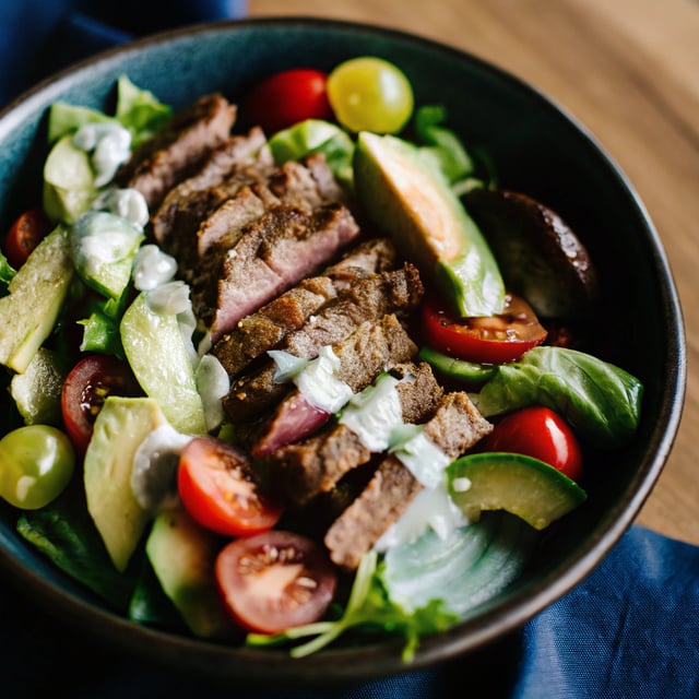 Loaded Steak Salad Bowl with Yogurt Green Goddess