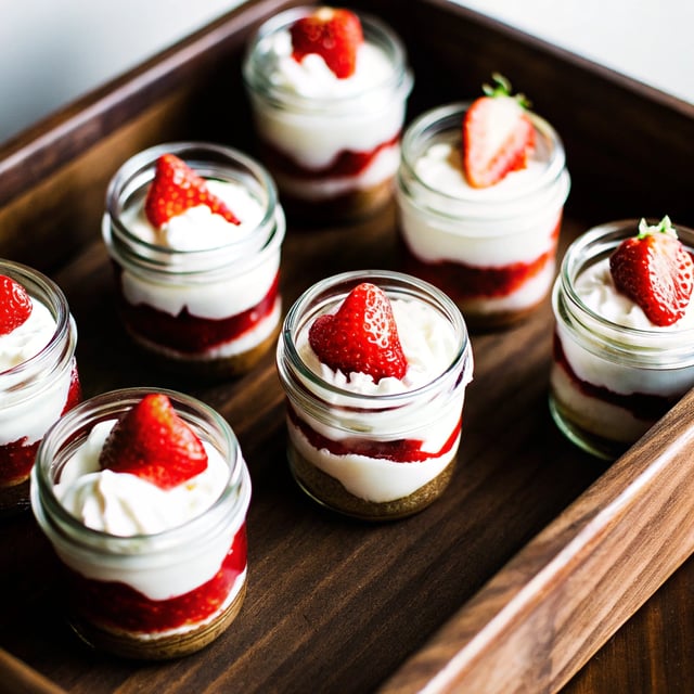 Mini Mason Jar Strawberry Cheesecakes
