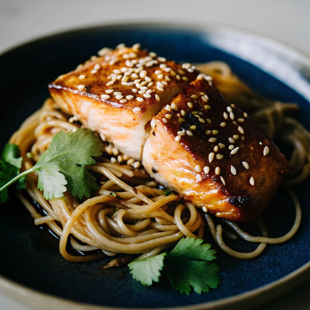 Miso Salmon with Sesame Ginger Noodles