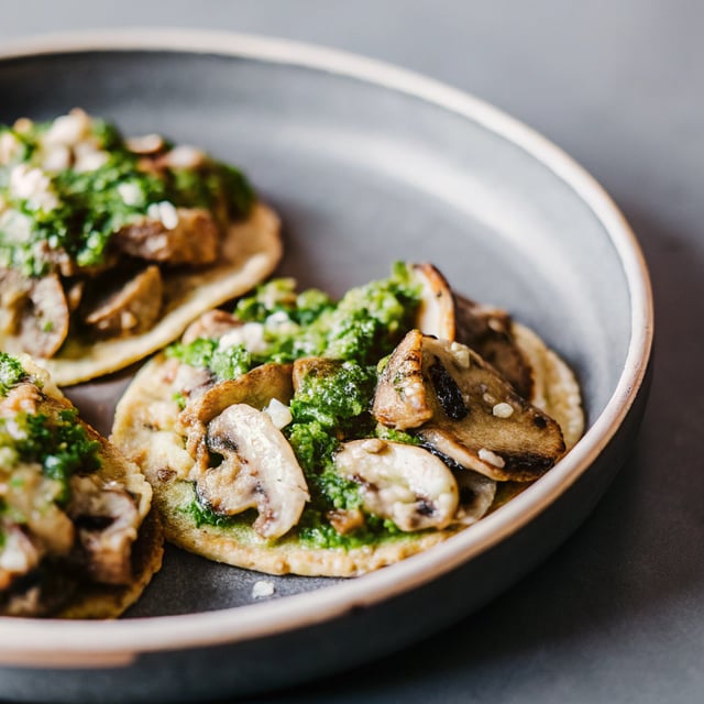 Mushroom Carnitas with Magical Green Sauce