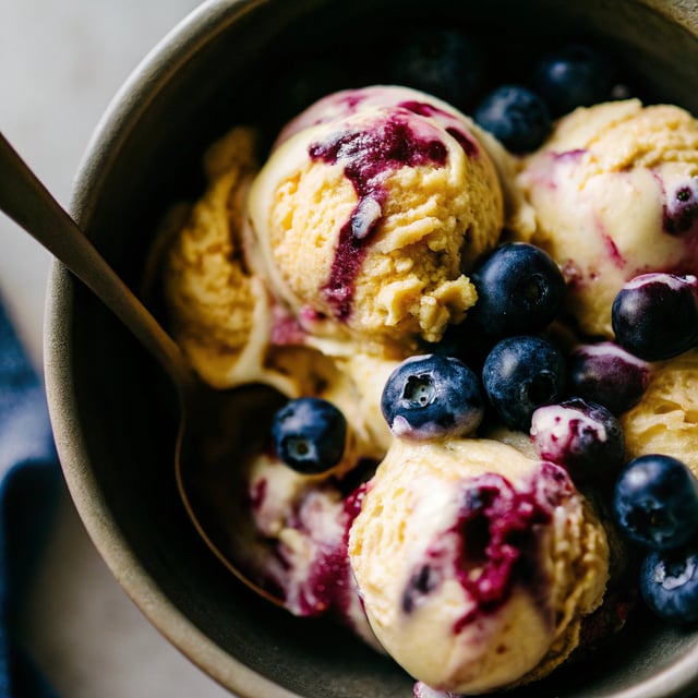 No Churn Blueberry Mascarpone Ice Cream