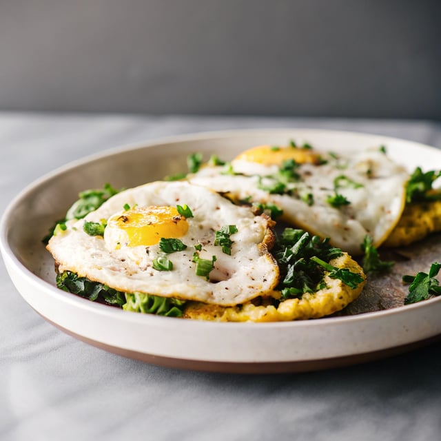 Parmesan Frico Eggs with Greens on Toast