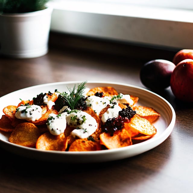 Potato Chips with Caviar and Creme Fraiche