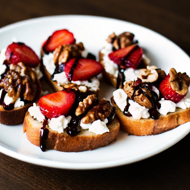 Ricotta, Walnut and Strawberry Crostini