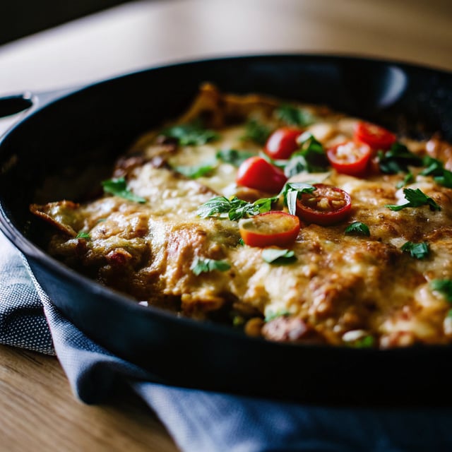 Skillet Chipotle Chicken Enchilada Bake