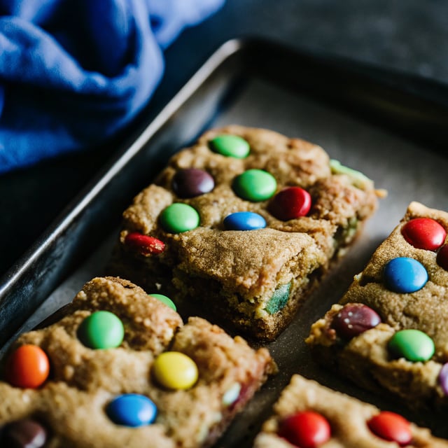 Soft Sugar M&M Cookie Bars