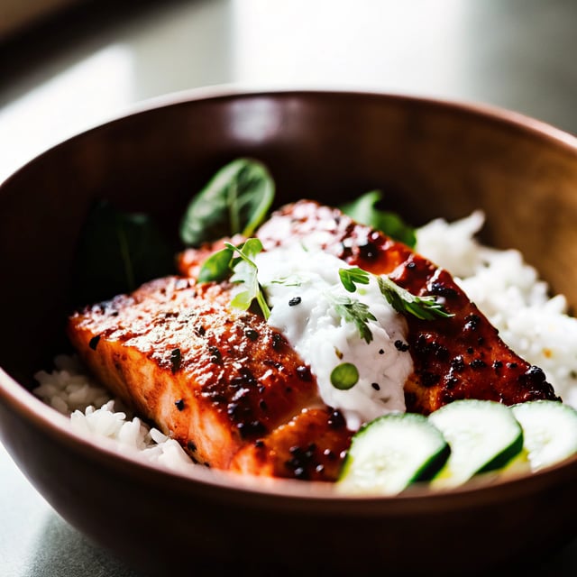 Spiced Salmon Bowl with Thai Basil Yogurt