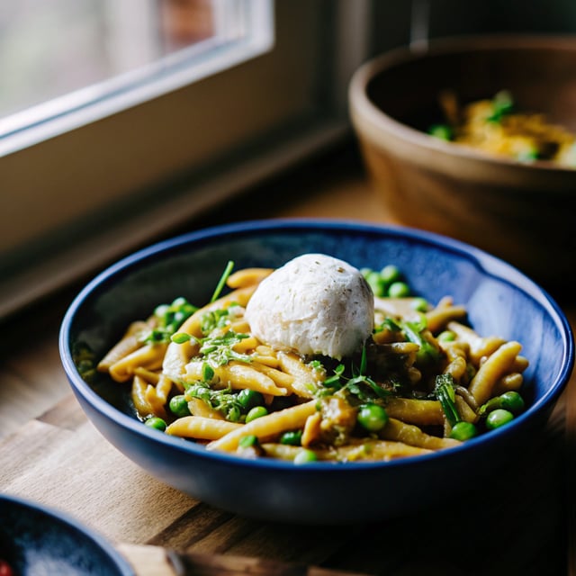 Spring Pea Pasta with Burrata