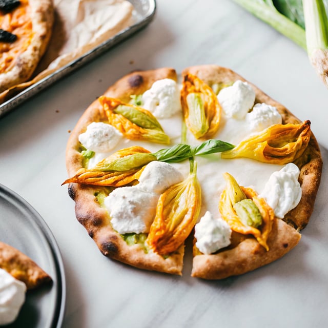 Squash Blossom Pizza with Burrata