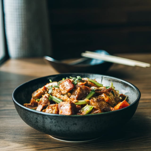 Stir Fried Pork Belly and Kimchee