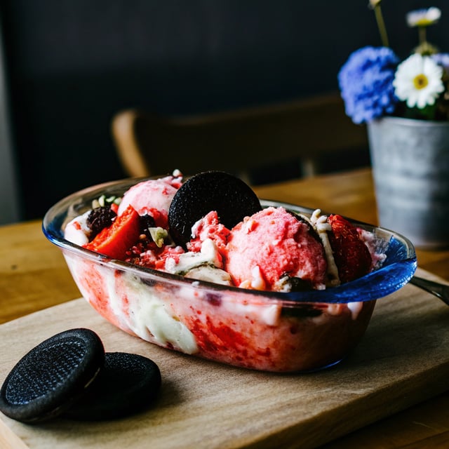 Strawberry Ice Cream with Oreo