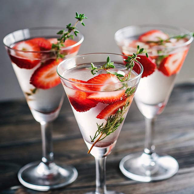 Strawberry Thyme Lillet Spritzers
