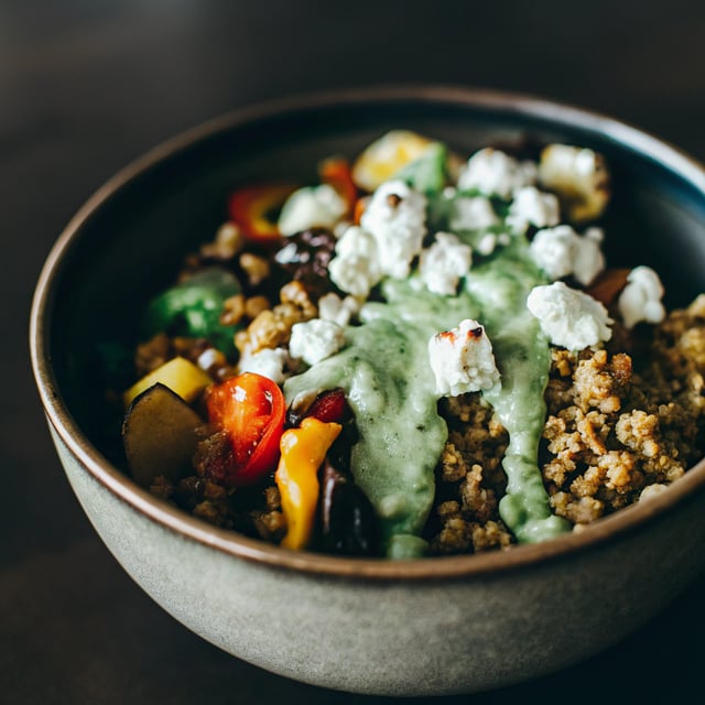 Summer Grain Bowl with Green Goddess Feta Dressing