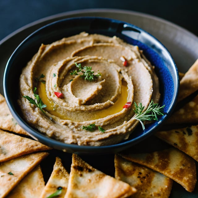 The Ultimate Hummus and Herbed Baked Pita Chips