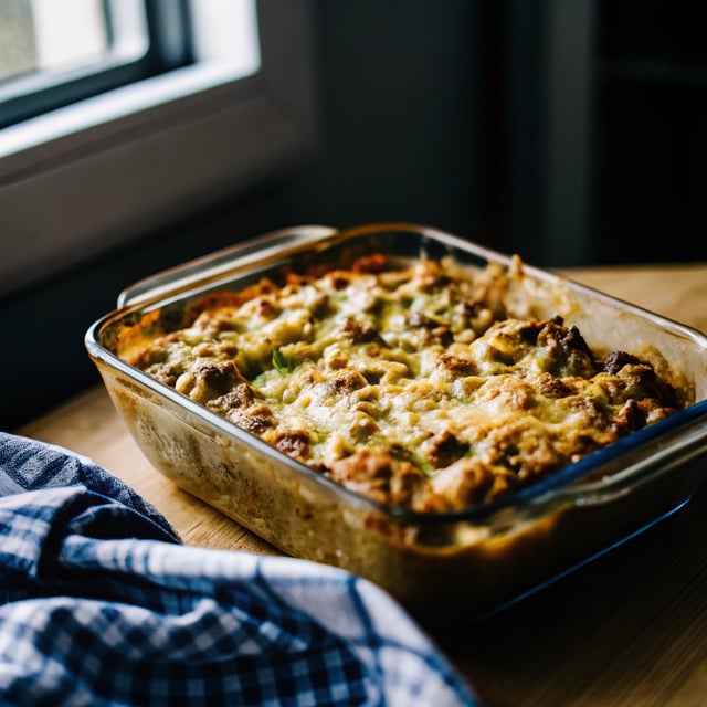 Three Cheese Pesto Pasta Bake with Sausage